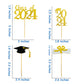 2024 Glittery Graduation Cupcake Toppers (48 Pieces) Gold And Black Class Of 2024 Graduation Cap Diploma Cupcake Toppers For Gra