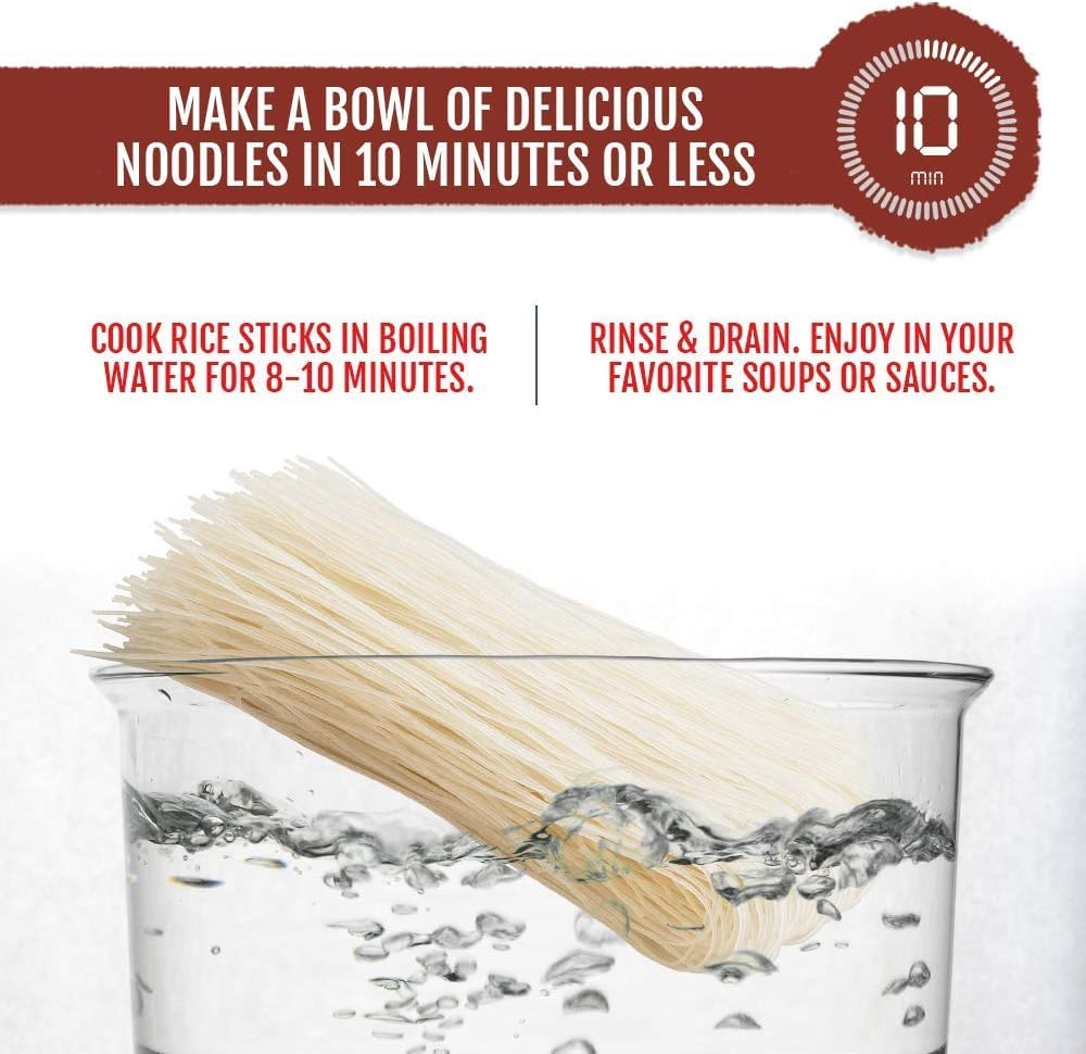 Best Of Thailand Rice Noodle Sticks | Great For Traditional Thai, Vietnamese, Chinese, Japanese Stir Fry & Soups | Non-Gmo, Glut