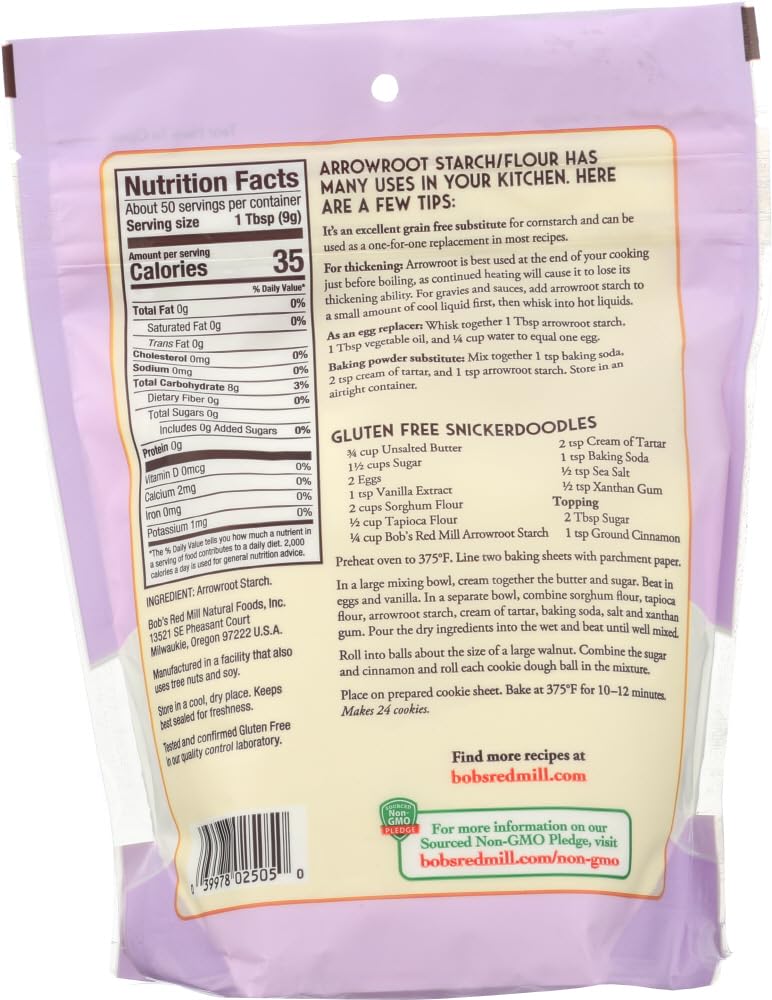 Bob'S Red Mill Arrowroot Starch/Flour 2 Pack (16 Oz Each) - Gluten Free Cooking And Baking Thickener - 2 Pack Cornstarch Substitute (32 Oz Total)