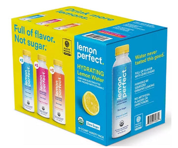 LEMON PERFECT Flavored Water Variety Pack - 15 Pack (12 fl. oz. each) - Refreshing Hydration