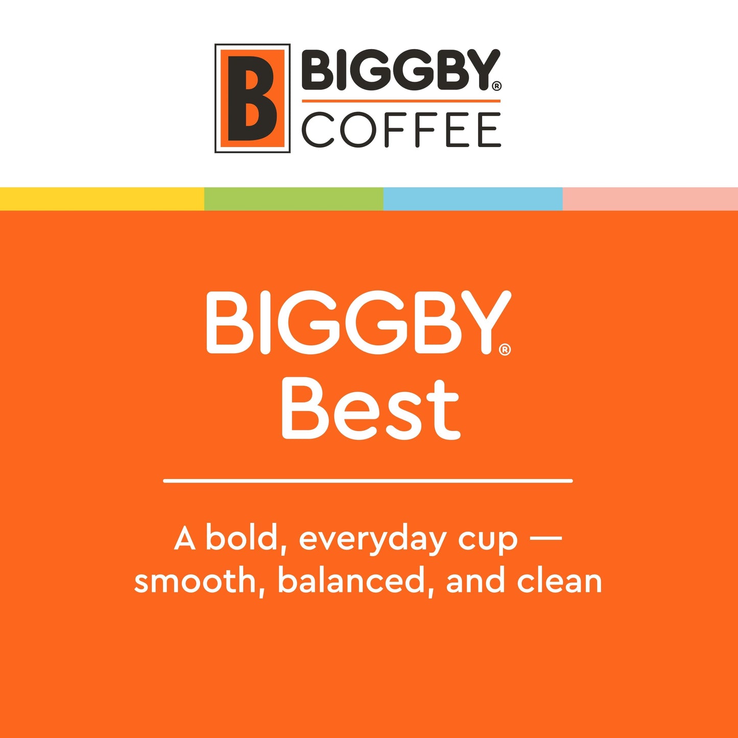 BIGGBY® Best Single Serve Coffee, Medium Roast, Recyclable Plastic Cups, 80 Count