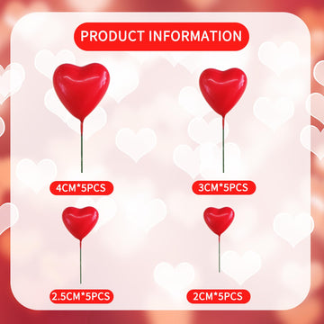 Beishida 20 Pcs Red Heart Cake Toppers 3D Heart Cake Toppers Foam Toppers Cake Decoration Happy Birthday Cake Diy Cake Insert Fo