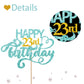 Sky Blue Glitter Happy 23Rd Birthday Cake Topper, Twenty Three Years Old Birthday Party Cake Decor, Gold Number 23 Birthday Part