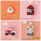 6 Pcs Farm Cake Toppers, Cartoon Animal Cake Topper Decorations For Birthday Party Baby Shower Decor (Red)