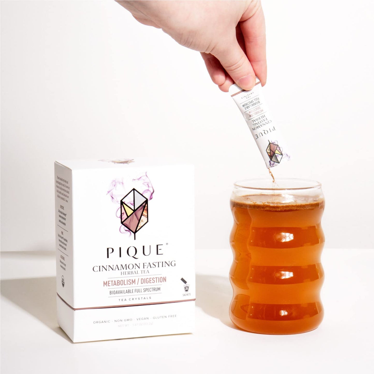 PIQUE Organic Cinnamon Spice Herbal Tea Crystals - Caffeine-Free, 28 Count