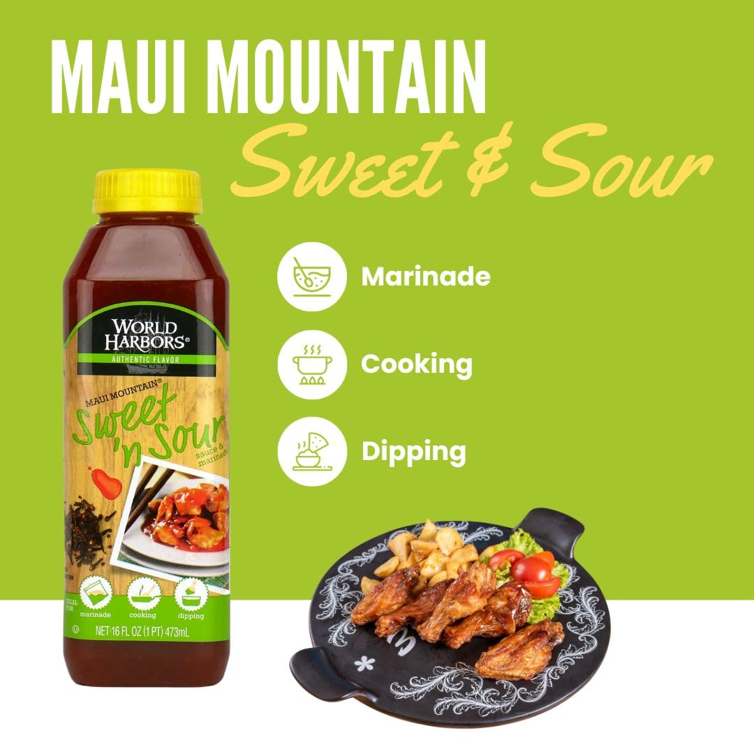 World Harbors Maui Sweet And Sour Sauce - Hawaii Style Perfect For Dipping, Dumplings, Chicken Nuggets, Various Meats Including
