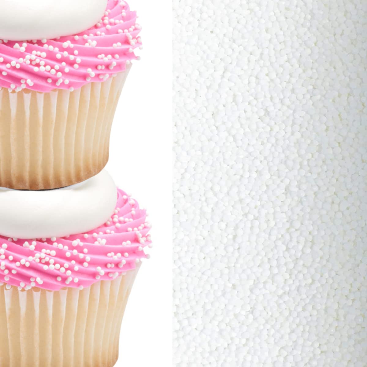 Sprinkle Deco Off White Nonpareils Mini Pearls 6oz Bag for Cakes, Cookies, Cupcakes, Ice Cream, Donuts