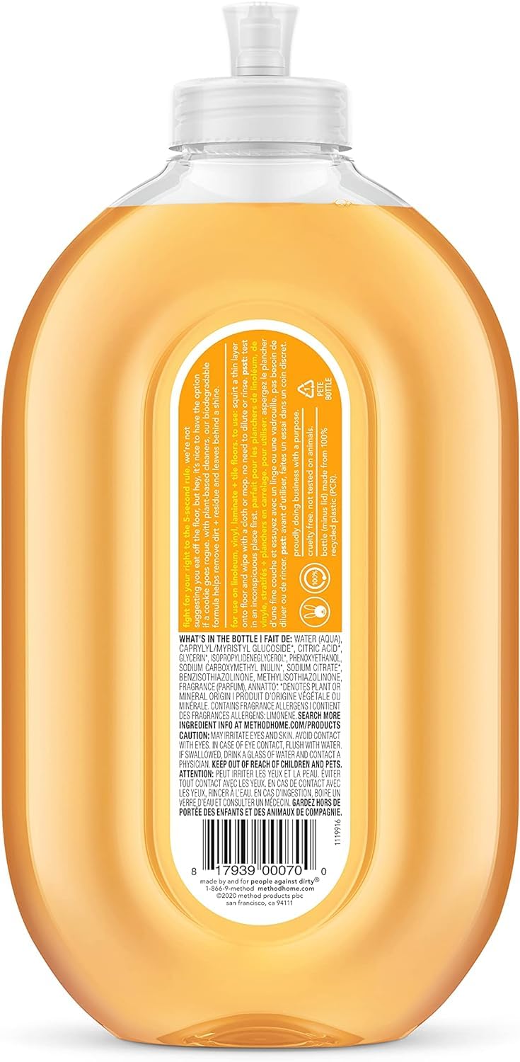 Method Hardwood Floor Cleaner Squirt + Mop Bottle, Ginger Yuzu, For Sealed Hardwood And Laminate Floors, 25 Fl Oz (Pack Of 2)