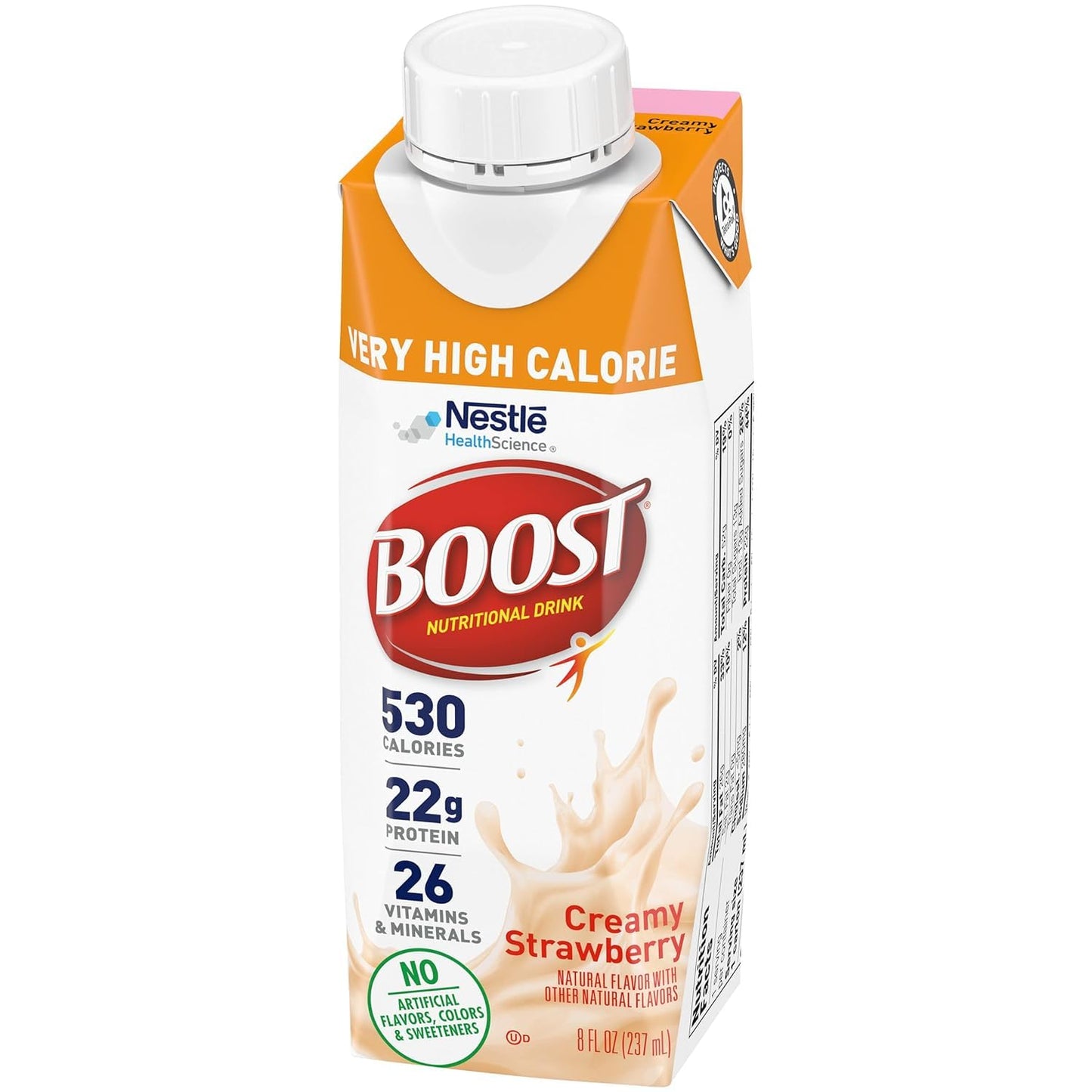 Boost Very High Calorie Nutritional Drink Creamy Strawberry, Made with Natural Strawberry Flavor & No Artificial Flavors, Colors