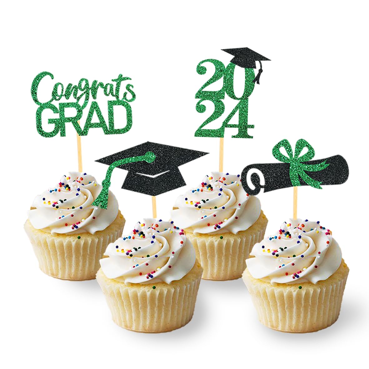 24Pcs Graduation Cupcake Toppers, Graduation Cupcake Picks For Cupcake Food Decorations - Class Of 2023 Graduation Cupcake Toppe