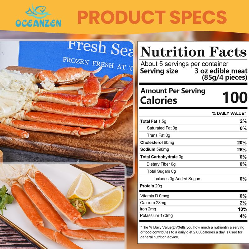 Oceanzen: Premium Alaskan Largest Size Snow Crab Legs(Approximately 10-12 Oz Per Cluster) (10Lbs) - Overnight Shipping Monday To