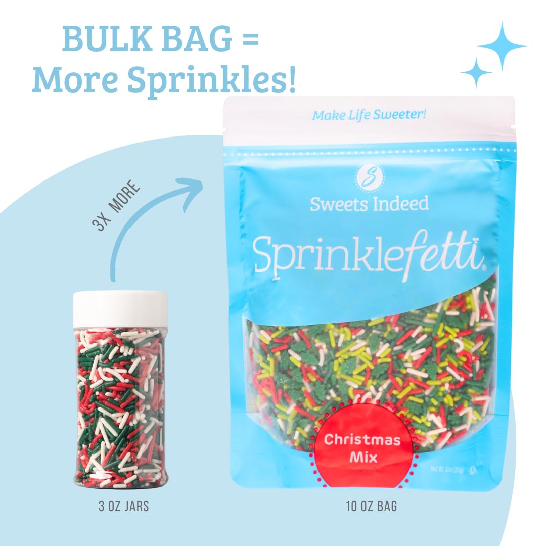 Sweets Indeed, Sprinkles, Bulk, 10 ounce, Edible Sprinkle Mix, Perfect for Cake Decorations, Baking, Ice Cream, Cookies, Cupcake