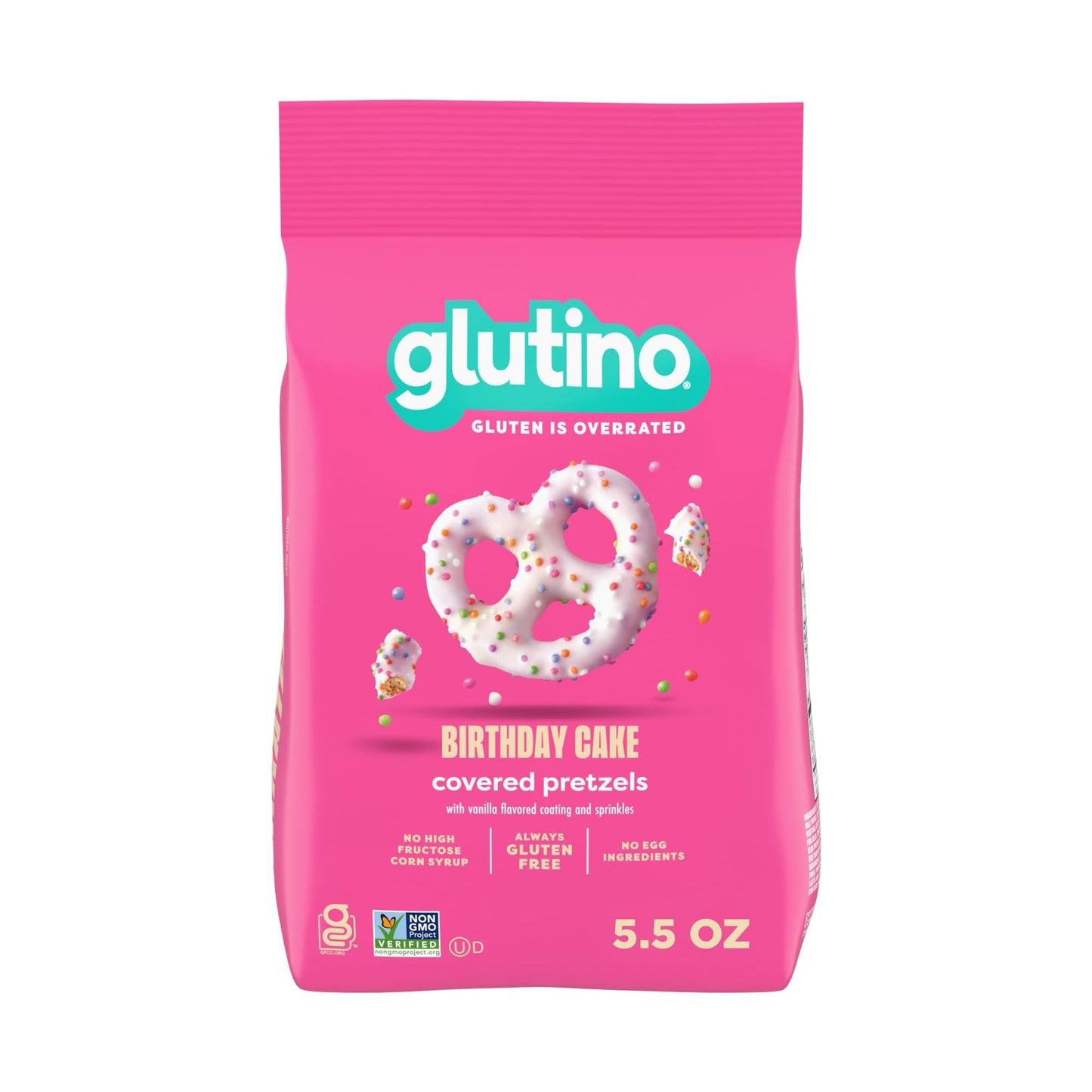 Glutino Gluten Free Birthday Cake Pretzel Twists, Gluten Free Snacks, 5.5 oz.