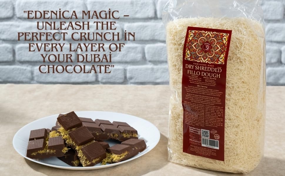 Edenica Gourmet Handmade Dry Shredded Fillo Dough - Perfect For Kataifi, Knafeh, Dubai Pistachio Chocolate Bars, Baklava - All-N