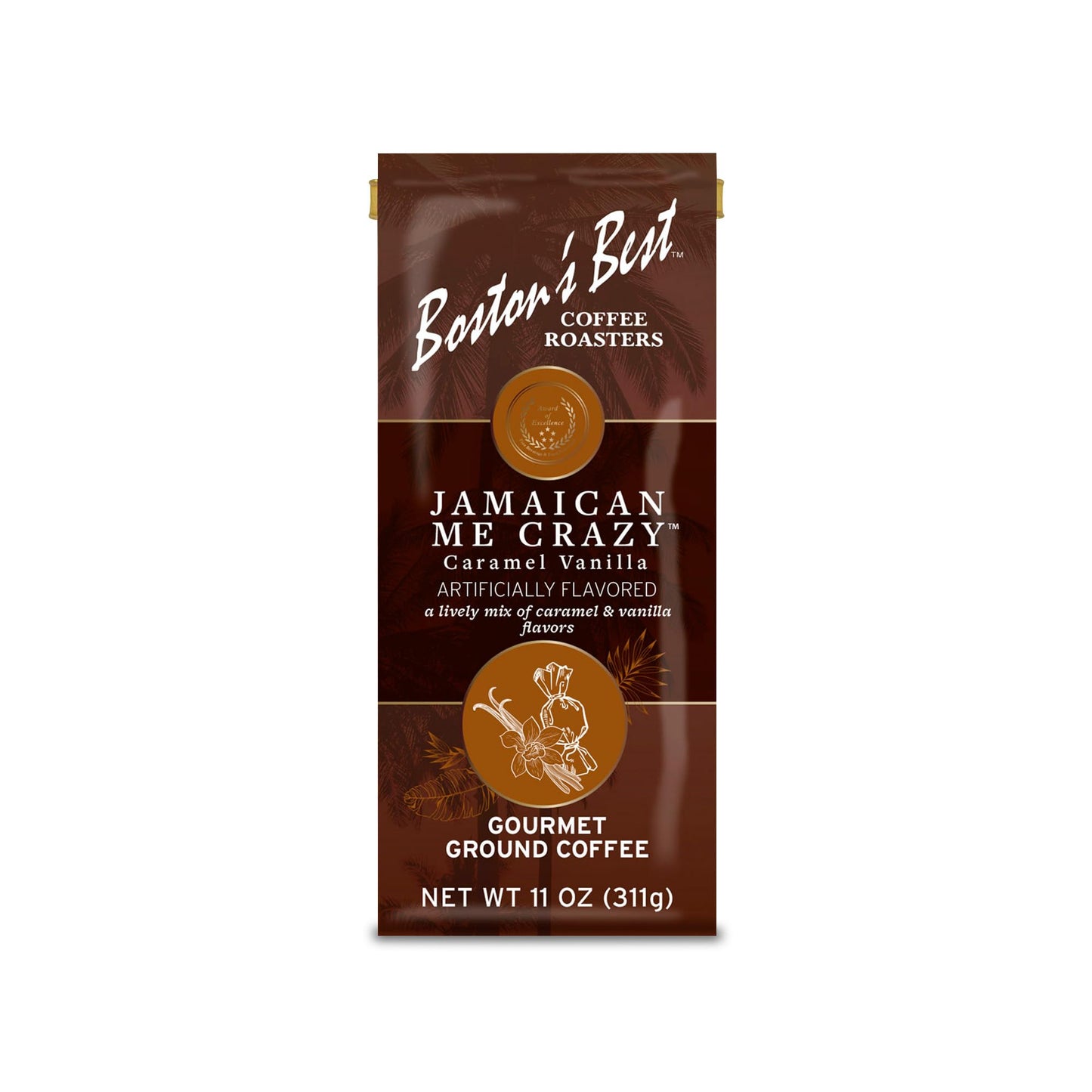 Bostons Best Coffee - Jamaican Me Crazy Flavored Gourmet Ground Coffee, 11 oz. Bag