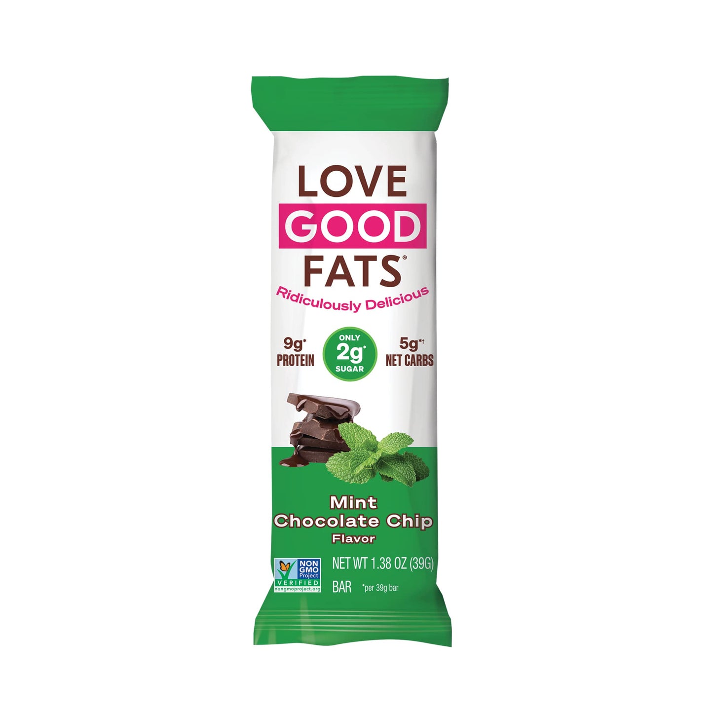 Love Good Fats Mint Chocolate Chip Snack Bar, 1.38 Ounce