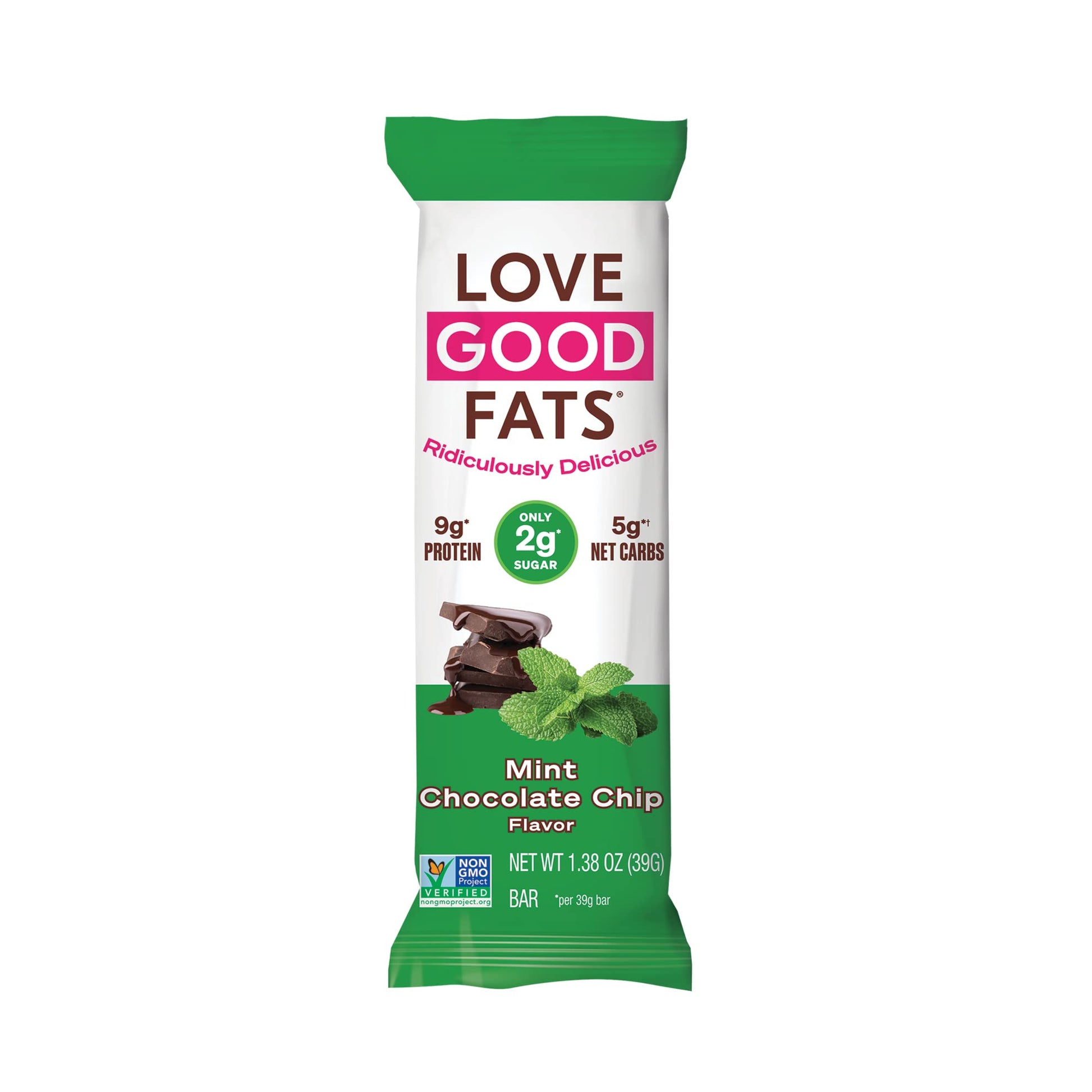 Love Good Fats Mint Chocolate Chip Snack Bar, 1.38 Ounce