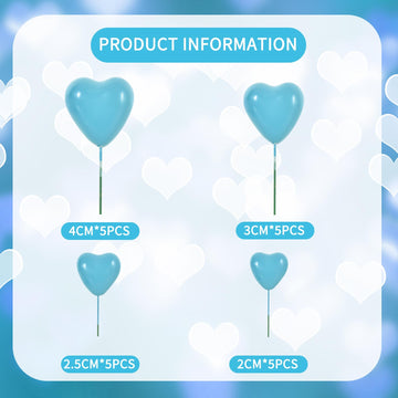 Beishida 20 Pcs Blue Heart Cake Toppers 3D Heart Cake Toppers Foam Toppers Cake Decoration Happy Birthday Cake Diy Cake Insert F