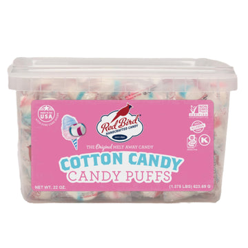 Red Bird Cotton Candy Flavored Candy, Mints Individually Wrapped, Unique Candy, 22 oz Tub