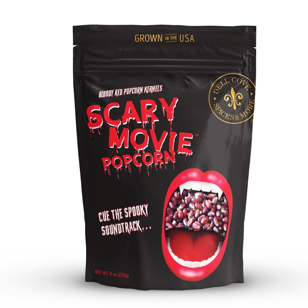 DELL COVE SPICES Bloody Red Popcorn Kernels, 8 Ounce, Trick-Or-Treat Party Snack