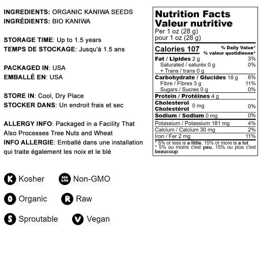 Food to Live Organic Kaniwa Seeds, Non-GMO, Vegan, 20 Pound Bag