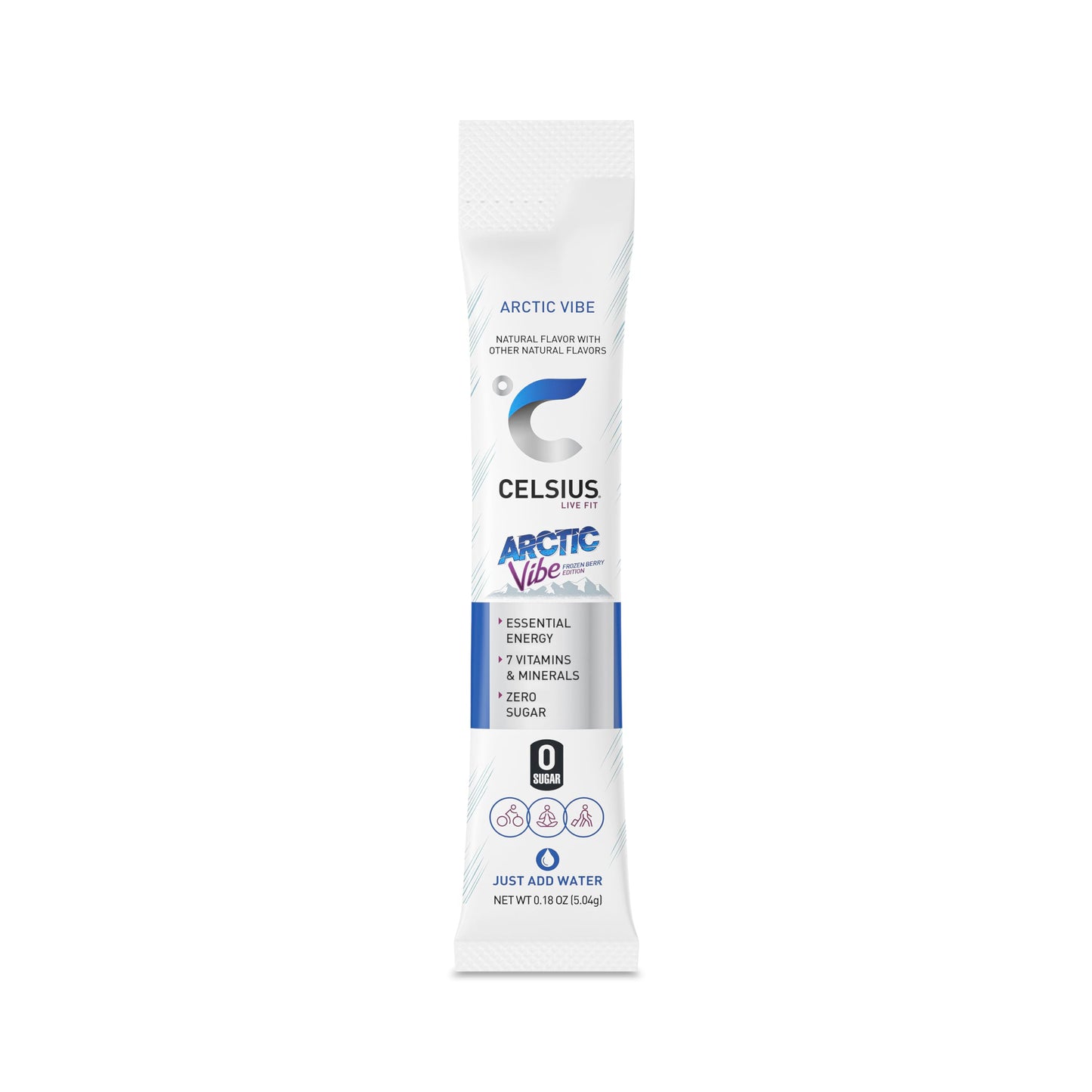Celsius On-The-Go Powder Sticks Arctic Vibe, Essential Energy 2.5 Oz (14 Sticks Per Pack)