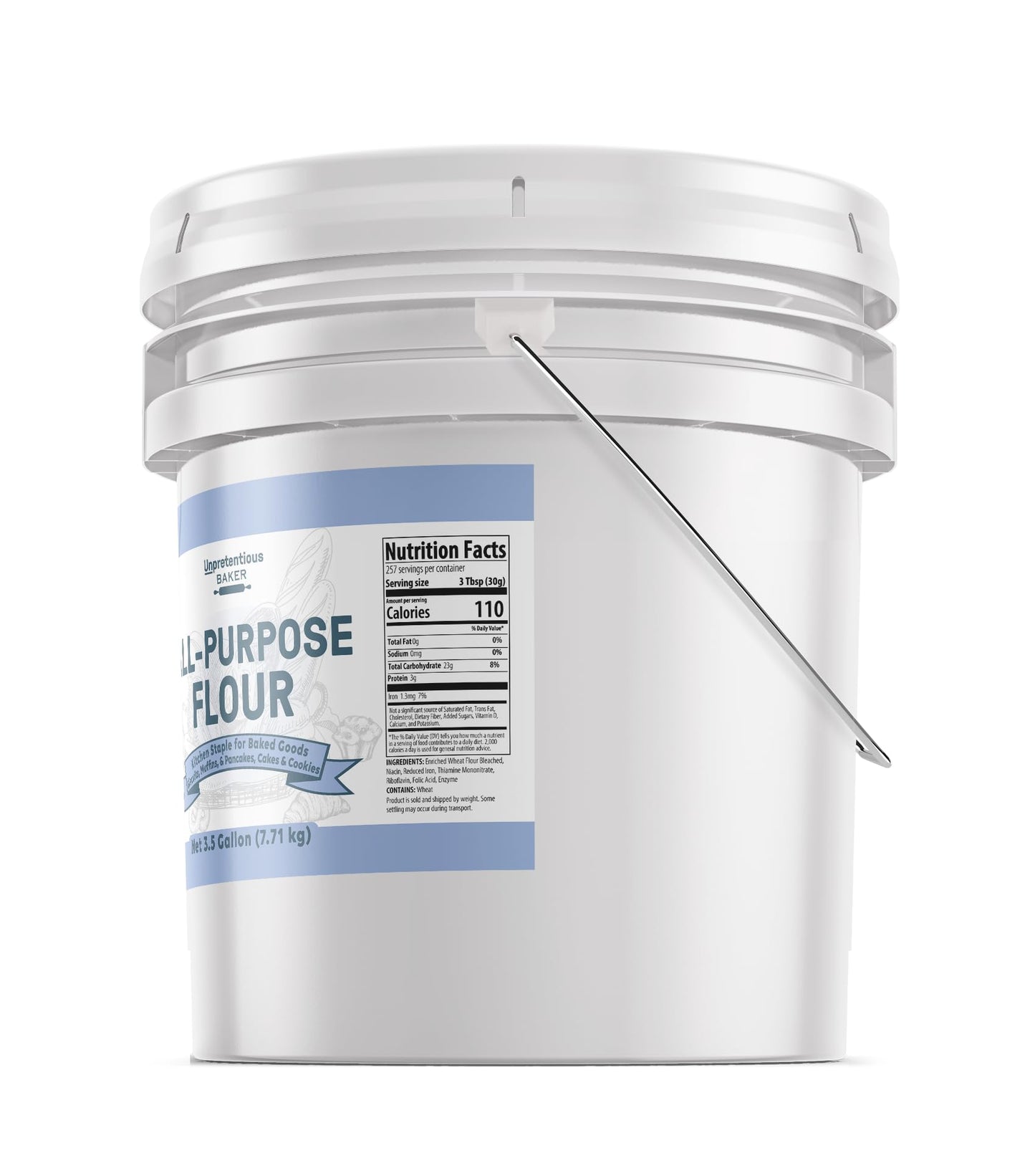 Unpretentious All Purpose Flour, 3.5 Gallon Bucket, Versatile Kitchen Staple, Food Storage