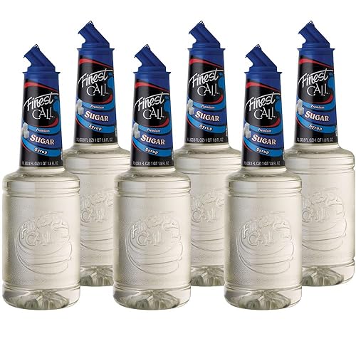 Finest Call Premium Pure Cane Sugar Simple Syrup Mix, 1 Liter Bottle (33.8 Fl Oz), Pack Of 6