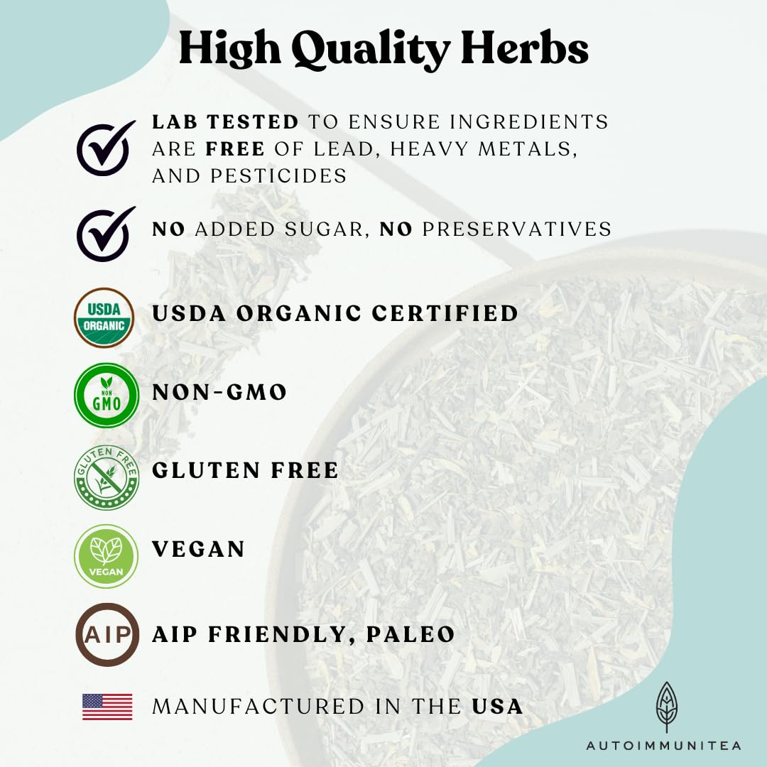Autoimmunitea -- Aip Energy Tea Blend, For Energy Boost, Cognitive Function, With Organic Green Tea, Lemongrass, And Spearmint -