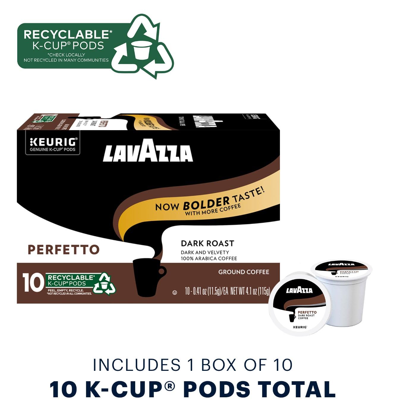 Lavazza Perfetto K-Cup Pods for Keurig, Dark Roast, 10-Count Boxes, Pack of 6, Brown
