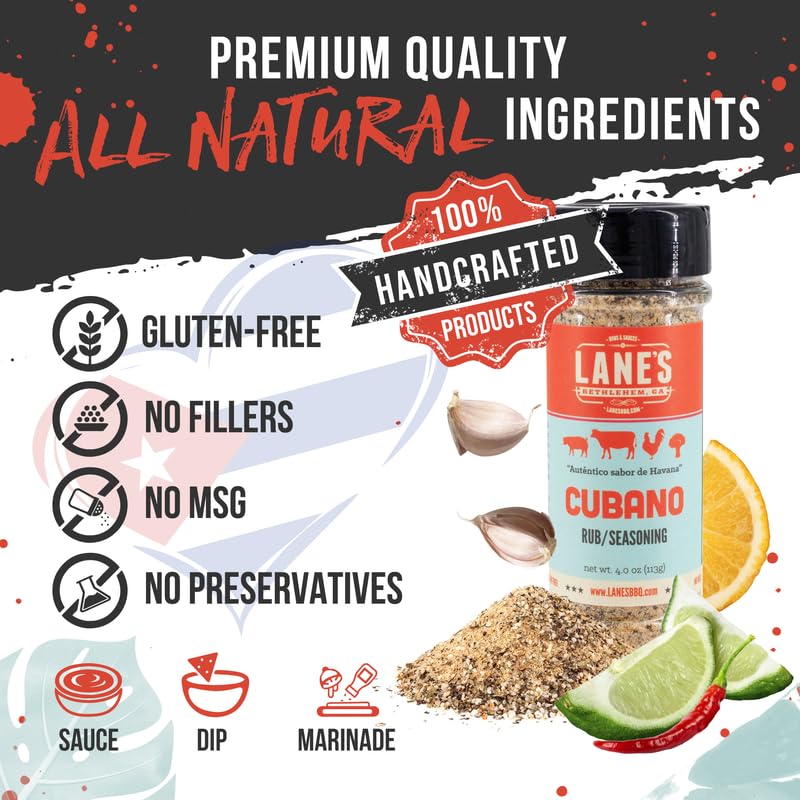 Lane's Cubano Cuban Seasoning Rub, All-Natural Cuban Spice Blend, Perfectly Balanced Taste for Your Favorite Hamburgers & Pork T