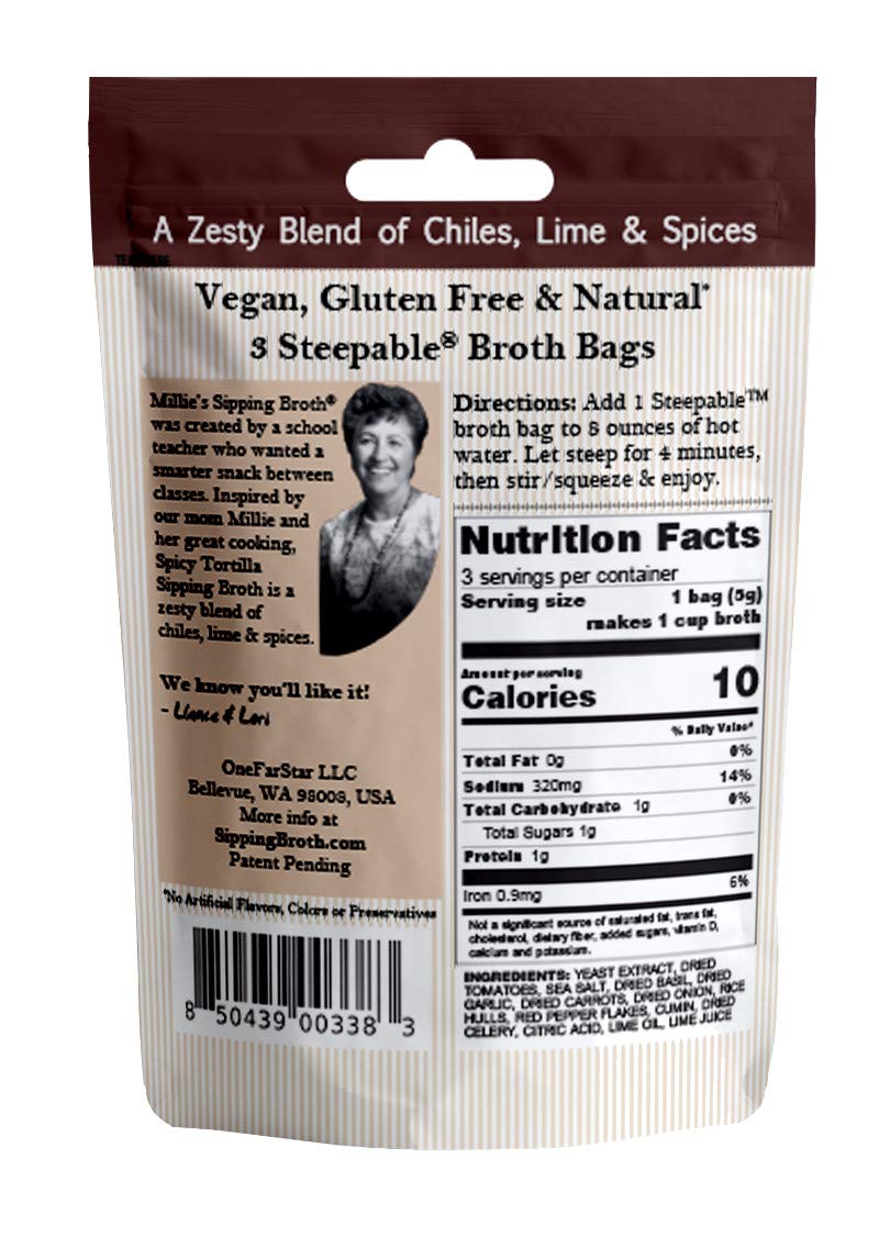Millie'S Sipping Broth Steepable Vegetable Broth With Savory Seasonings For Snack Urges | Vegan, Keto, Gluten Free, Intermittent