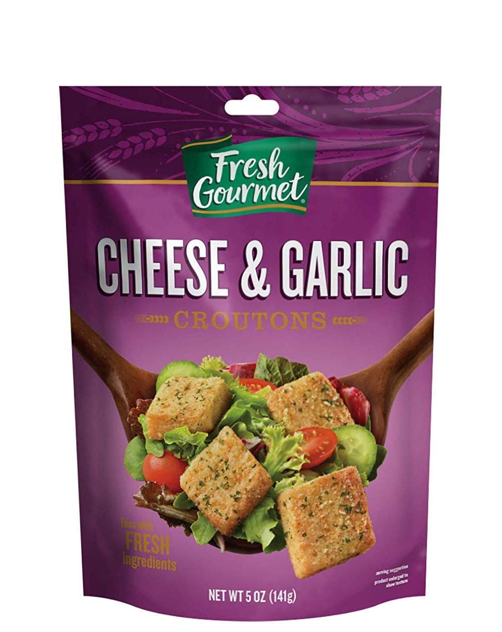 Fresh Gourmet enhanced Croutons | Cheese & Garlic | 5 Ounce, Pack of 6 | Crunchy Salad Topper