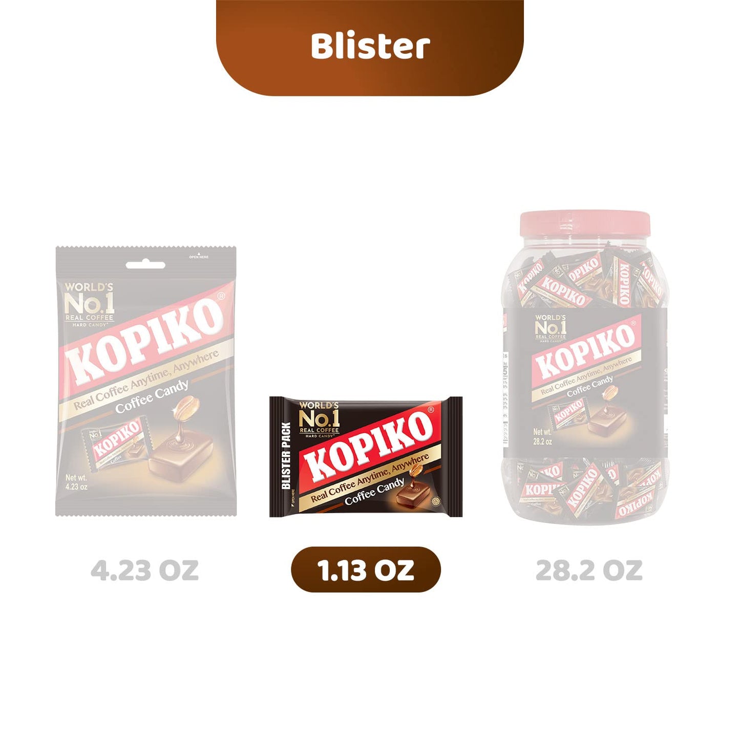 Kopiko Coffee Candy - Bold-Tasty Hard Candy with Real Coffee Extract - 4-Pack 4.23 oz - Brown