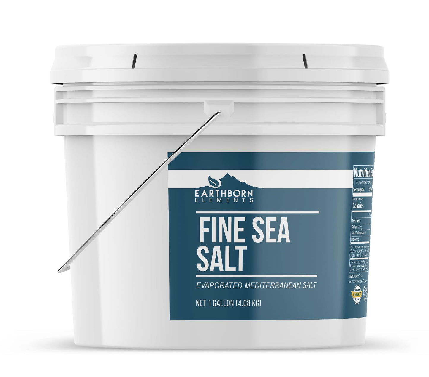 Earthborn Elements Fine Sea Salt, 1 Gallon Bucket, Sourced from Spain, Pure Ground, Baking & Cooking