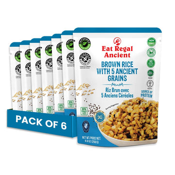 Eat Regal Brown Rice with 5 Ancient Grains, 8.8 Ounce (Pack of 6) - Microwaveable Healthy Side Dish, Quick and Easy Meal