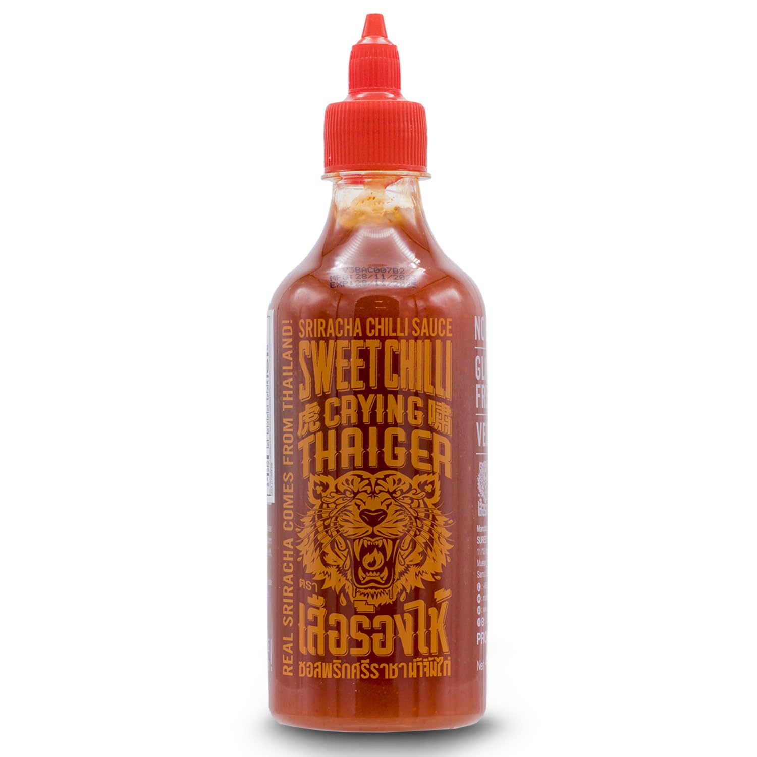 Crying Thaiger Sriracha Sweet Chili Sauce in Squeeze Bottle 18.9 Ounce, Vegan, Gluten Free, Non-GMO, from Thailand (Pack of 12)