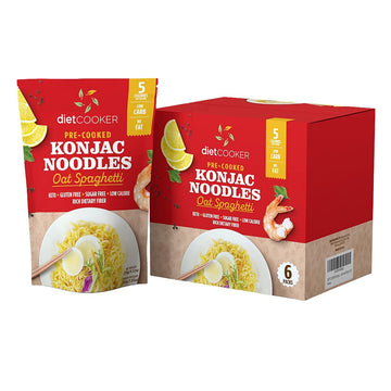(Pack Of 6) Diet Cooker Premium Konjac Noodles, Shirataki Noodle, Keto & Vegan Friendly, Odor Free, Low Calorie Pasta, Zero Net