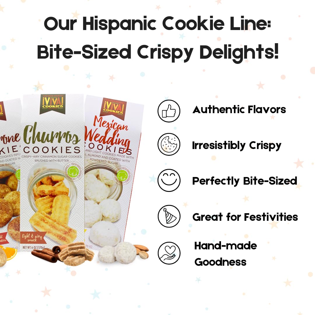 Too Good Gourmet Hispanic Cookies Assorted: Mexican Wedding, Polvorones, And Churro Cookies (Pack Of 3, 6Oz. Boxes) | Irresistib