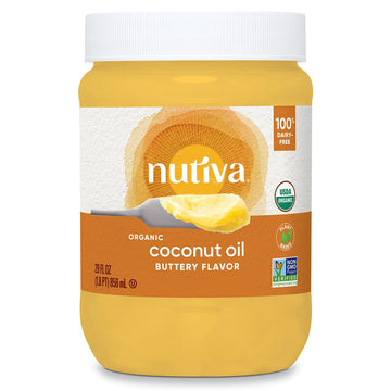 Nutiva Organic Coconut Oil With Non-Dairy Butter Flavor – 29 Fl Oz, Usda Organic, Non-Gmo, Vegan, Keto, Paleo-Friendly, Dairy-Free Butter Substitute For Cooking, Baking