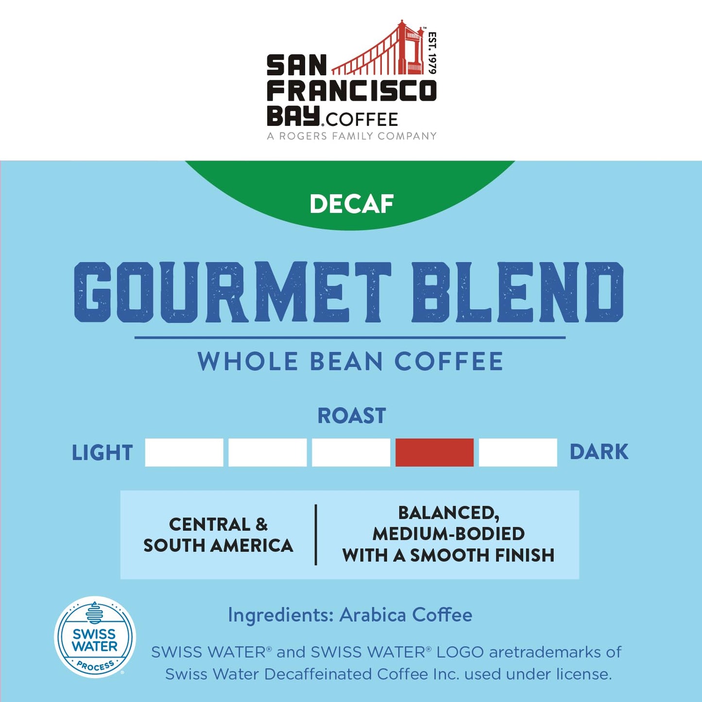San Francisco Bay Whole Bean Coffee - Decaf Gourmet Blend (2Lb Bag), Medium Roast, Swiss Water Processed