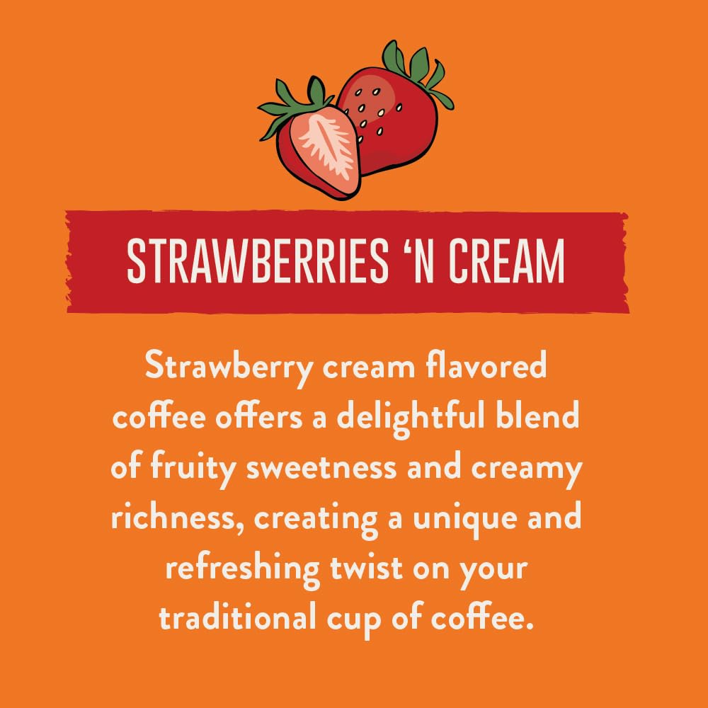 Two Rivers Coffee Strawberries N Cream Flavored Ground Coffee, Perfectly Balanced, Always Smooth, Made With 100% Arabica Beans -
