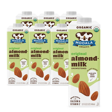 Mooala - Organic Almondmilk, Unsweetened, 32Oz (Pack Of 6) - Shelf-Stable, Non-Dairy, Gluten-Free, Vegan & Plant-Based Beverage 