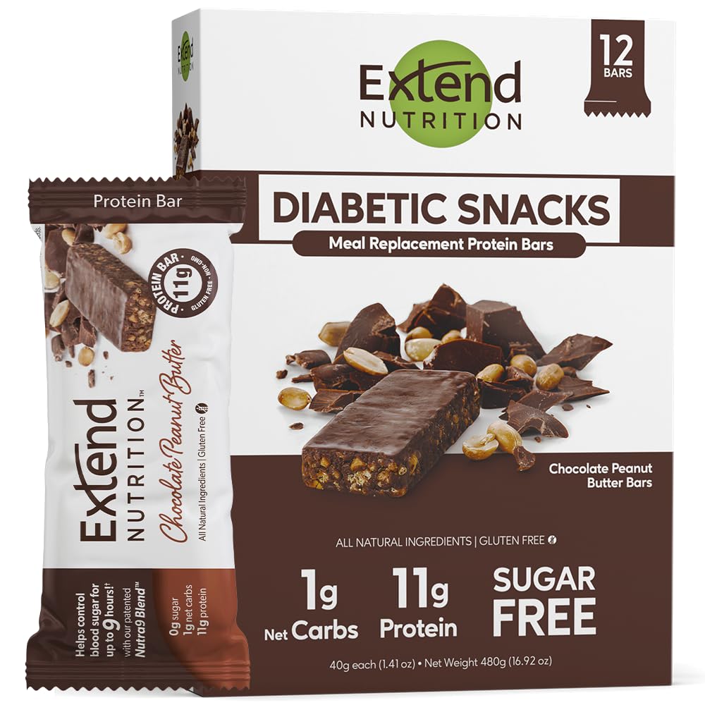 Extend Sugar Free Protein Bars, Perfect Diabetic Snacks, High Protein And Fiber, Hunger Control & Steady Energy, Low Carb, Keto 