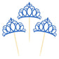 Donoter 24 Pieces Blue Princess Crown Cupcake Toppers Cake Picks For Birthday Baby Shower Party Decorations