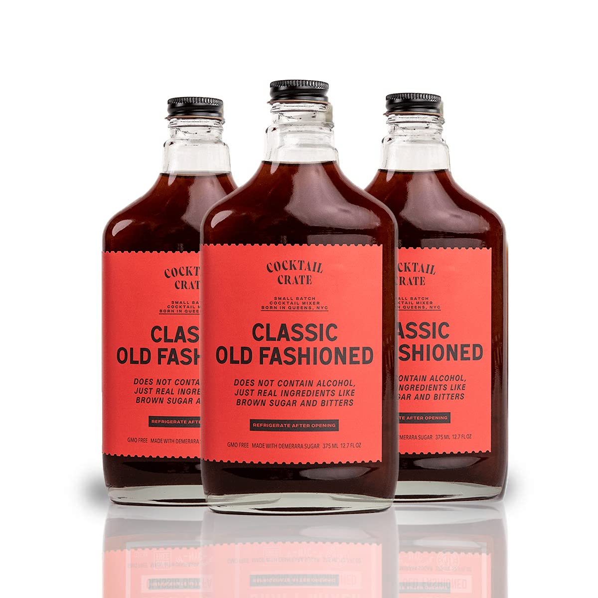 Cocktail Crate Old Fashioned Drink Mixer - Award-Winning Craft Syrup, 12.7oz, Pack of 3, Red