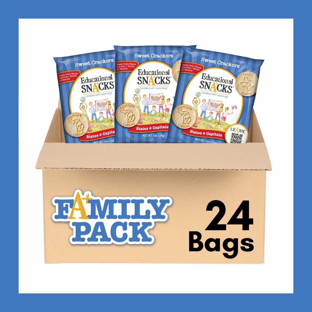 DICK & JANE EDUCATIONAL SNACKS – States & Capitals Edition, Nut-Free, 24-Pack, 1 Ounce Each