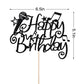Naicaek Black Glitter Microphone Happy Birthday Cake Topper,Music Lover Birthday Decorations,Karaoke Musical Theme Birthday Part