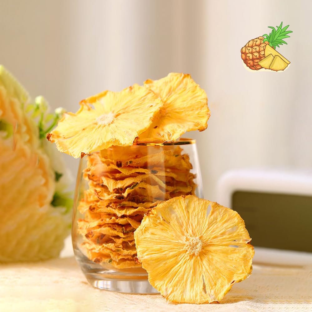 Kachikachi 1-Can Dehydrated Dried Pineapple Slices | Unsulphured | No Added Sugar | Pure Pineapple Wheels Snacks | Dried Fruits