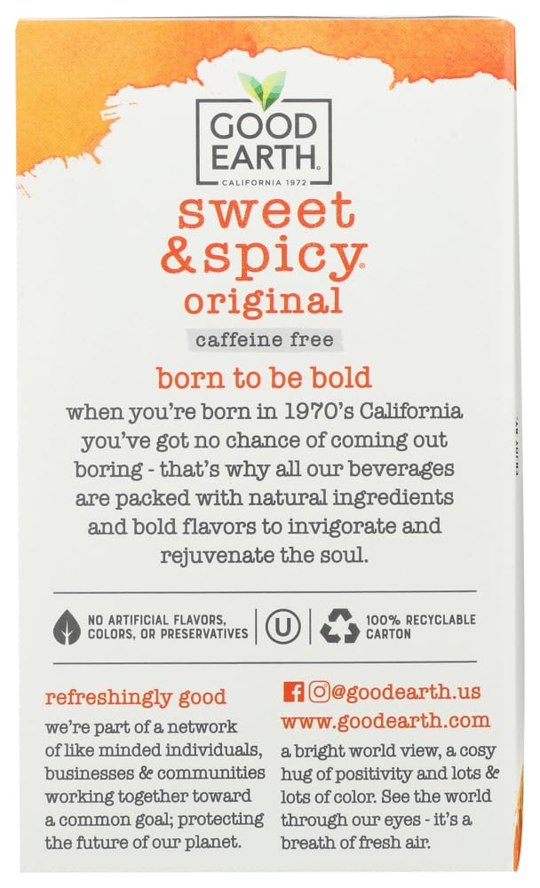 Good Earth Tea Co. Original Sweet and Spicy Herb Tea - Caffeine-Free, 18 Teabags, 18 Count